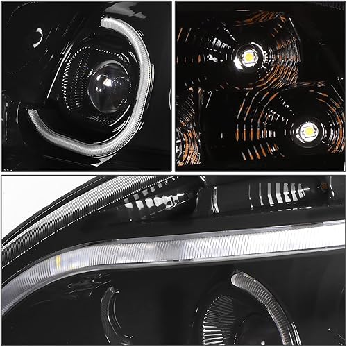 Miniatura 5 de DNA MOTORING HL-HAY-040-BK - Par de faros LED C-Halo con proyectores y barra de luz 3D, compatible con Freightliner Cascadia 08-17, carcasa negra