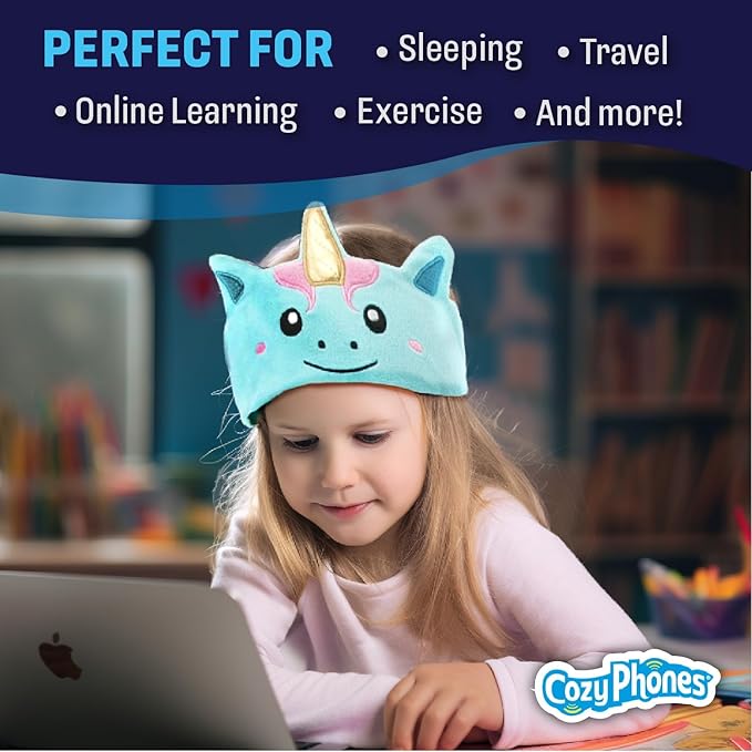 CozyPhones Kids Headphones This soft headband with an internal wireless sleep headset enables hands-free music enjoyment and keeps messy hair and sweat at bay.
