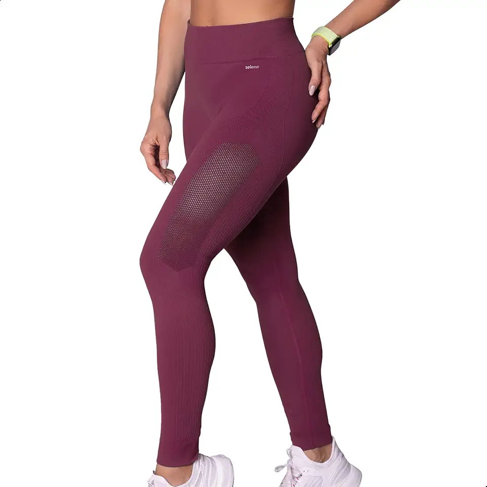 Legging Academia Poliamida Cintura Alta Microfuros Sem Costura Fitness Selene