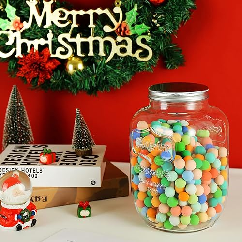 Miniatura 2 de Diamond Star Tarro de almacenamiento de vidrio grande para conservas de boca ancha con tapa de lata cepillada (1 galón)