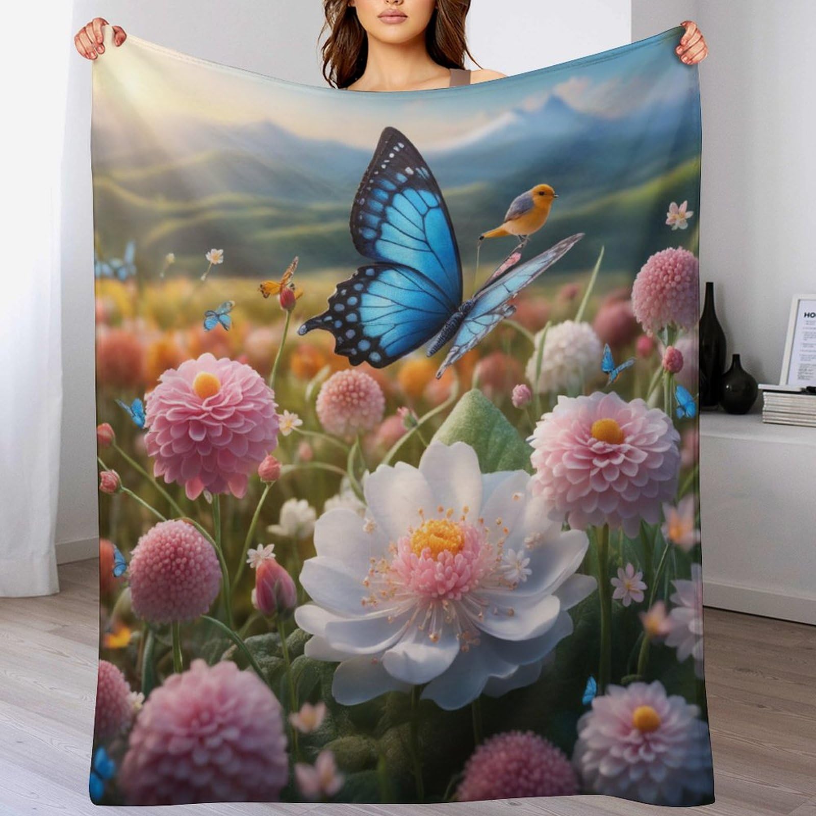 Plaid jeté canapé flanelle papillon pour vos soirées cocooning