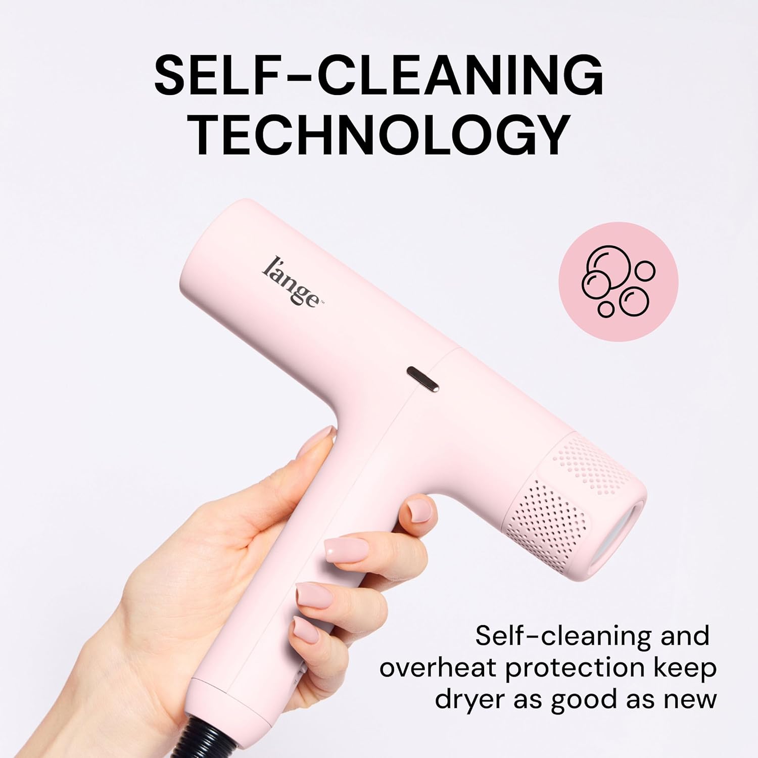 L'ANGE HAIR HauteAir Digital Professional Hair Dryer | LED Display for Precision Heat Control | Fast-Dry Brushless Motor with Cool Shot | Negative Ion Technology | Lightweight & Self-Cleaning (Blush)