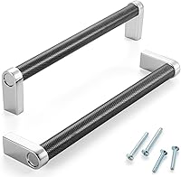 Vista 63 de Paquete de 5 tiradores de gabinete de 3–3/4 pulgadas estriado en negro y oro, manijas de gabinete mate en negro y oro cepillado AP1311, herrajes