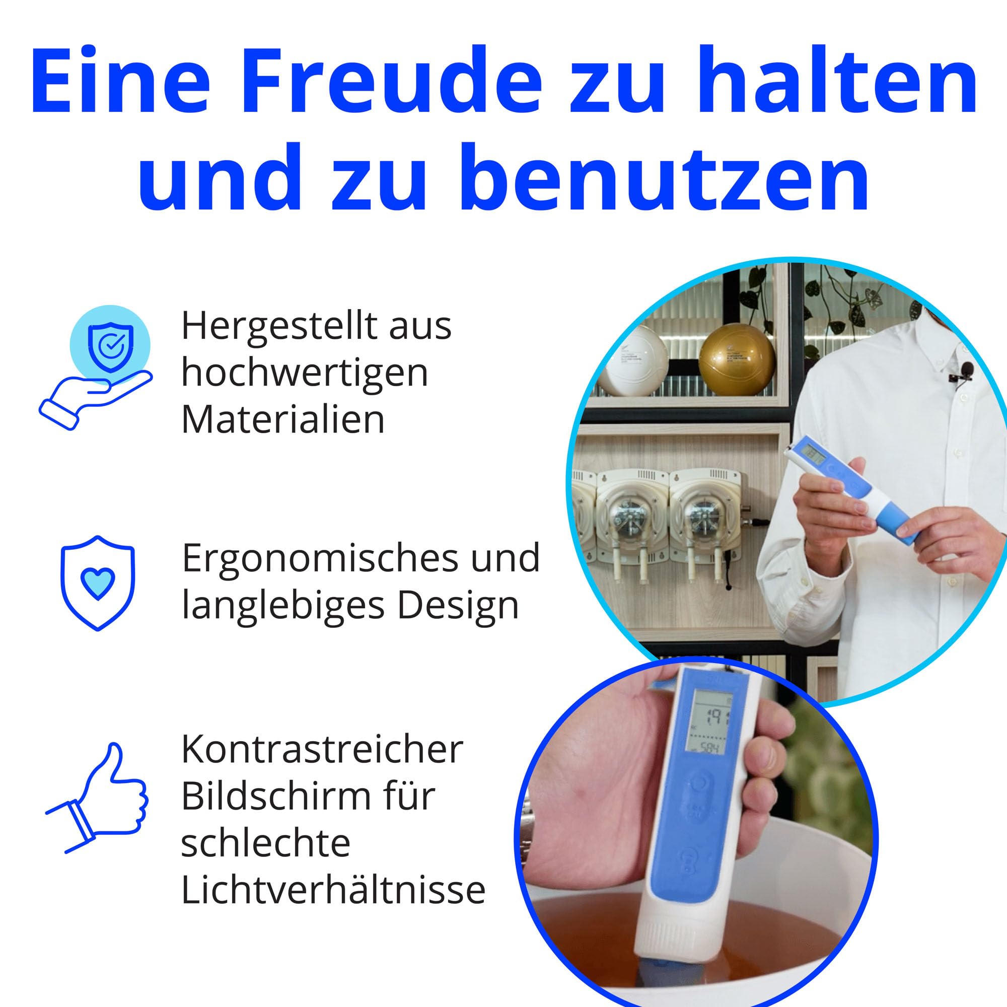 Bluelab OnePen - ein 3-in-1 Temperatur-, EC/PPM- und pH-Messgerät, blitzschnelle Messwerte - Bluetooth-Datenaustausch & In-App-Tracking - austauschbare Sonde