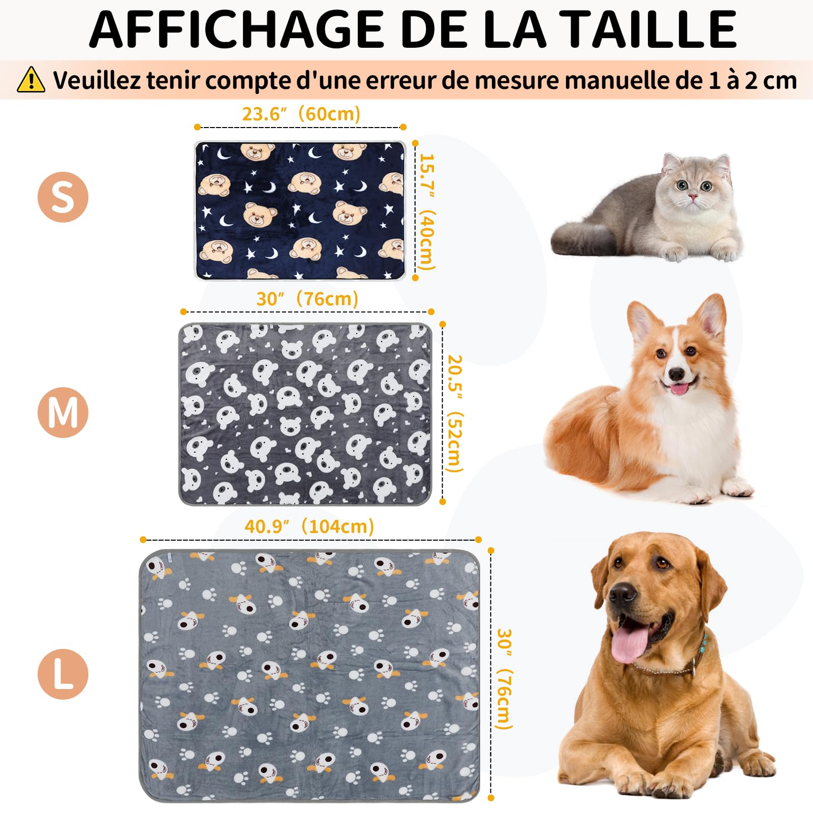 COMSLE COMSLE Pack of 3 Fluffy and Washable Fleece Blanket for Dogs/Cats/Pets for Sofa/Sofa/Bed, Suitable for Small and Medium Dogs and Cats, Grey 40 x 60 cm in use