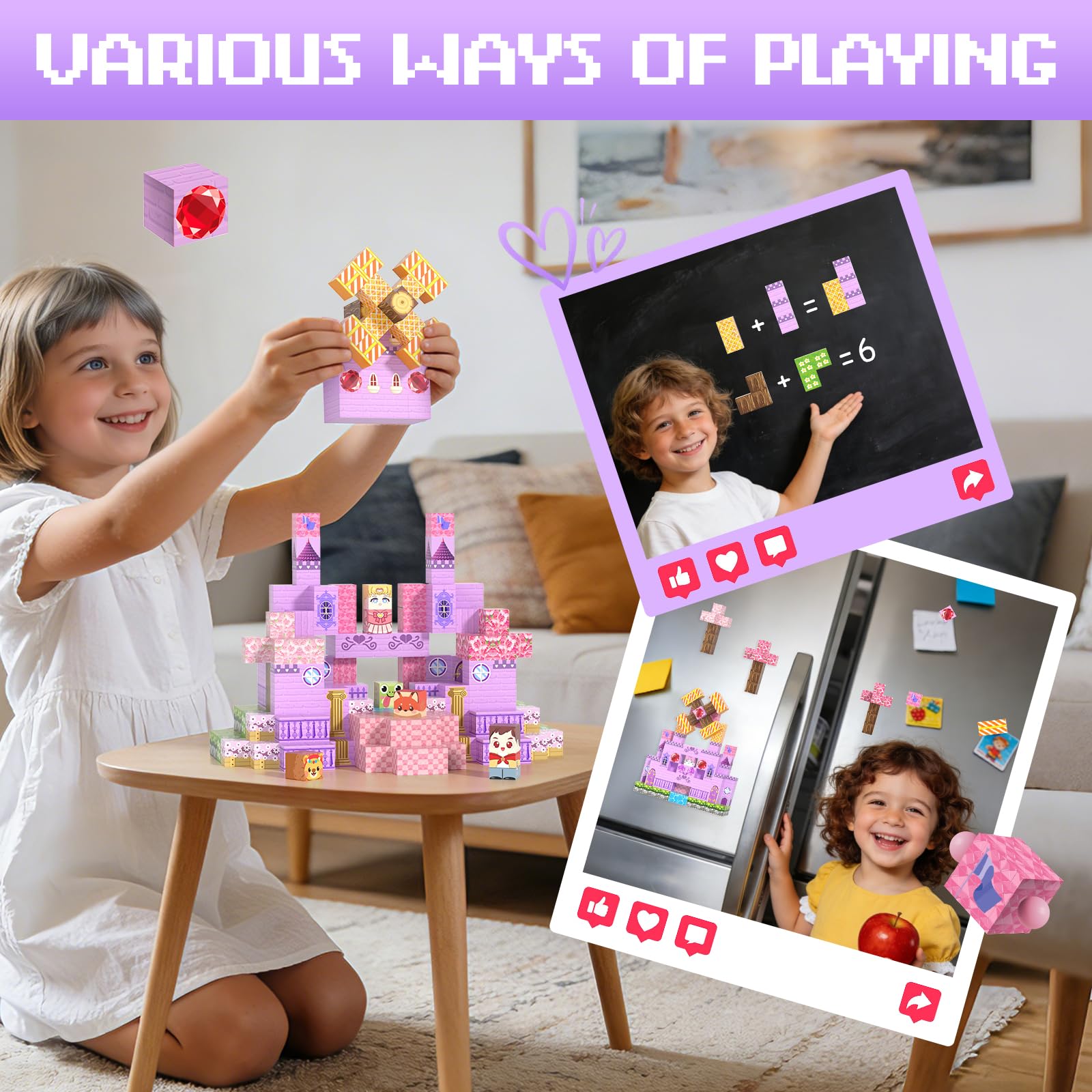 Bloque de construcción magnético para niñas 200 pcs
