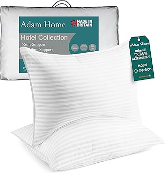 Adam Home Pillows 2 Pack Hotel Quality Side Sleeper Bounce Back Bed Pillow Quick Rebound & Dust Proof Resistant Premium Filled Hotel Pillows Pack of 2 : Amazon.co.uk: Home & Kitchen