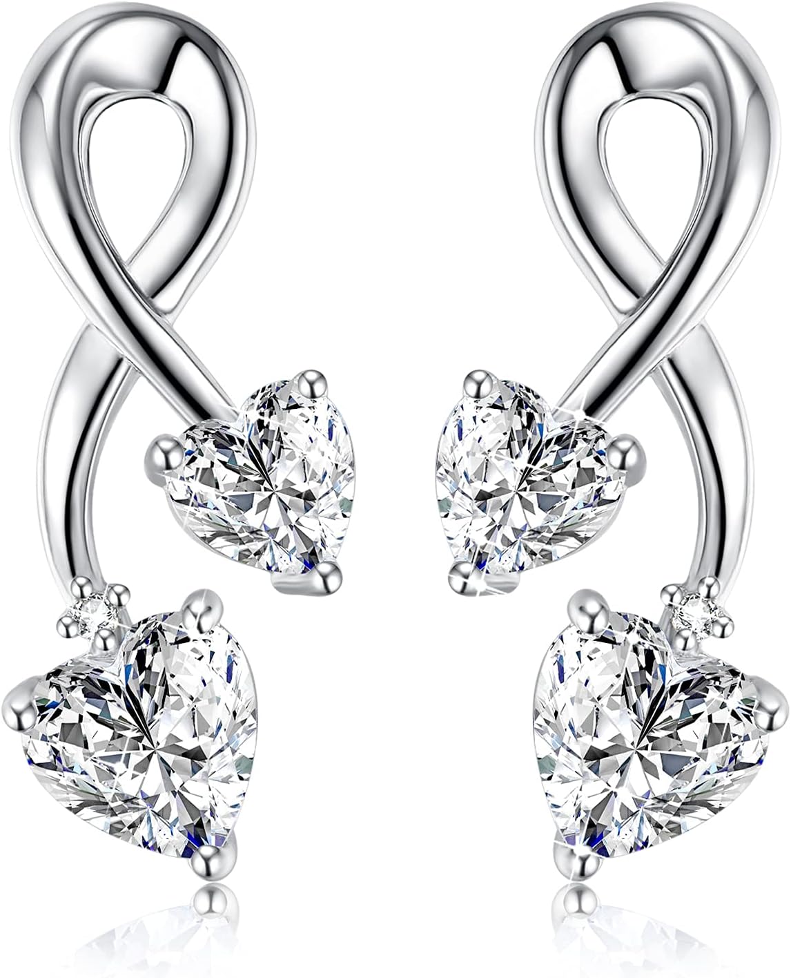 Earrings for Women, S925 Sterling Silver Birthstone Heart Studs Earring for Girlfriend Wife, Anniversary Birthday Christmas Valentines Mothers Day Gifts Jewelry for Womens Wife Her Mom