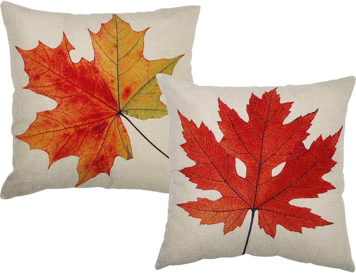 Fall Pillow Covers, Maple Leaves Throw Pillow Covers, 18