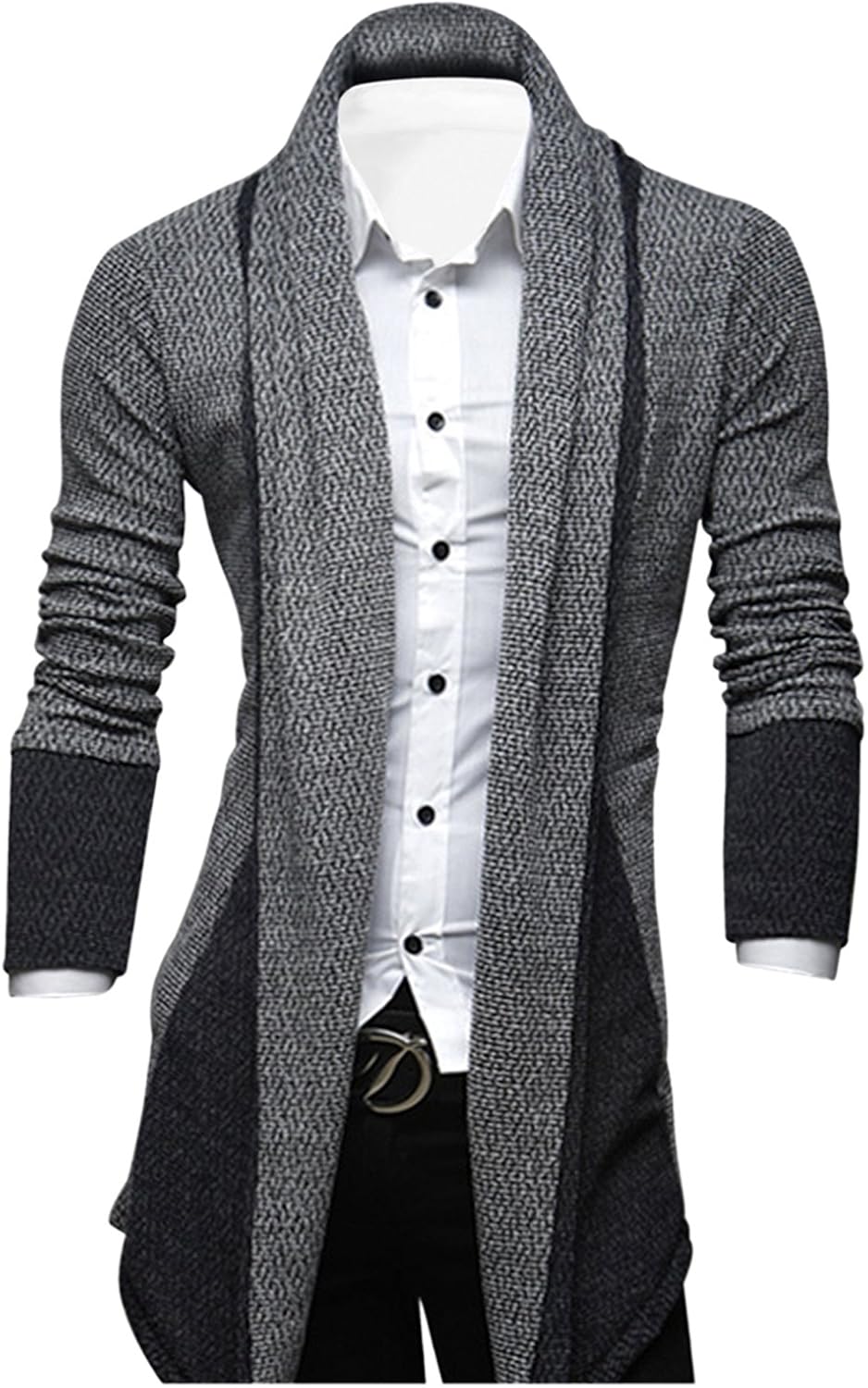TAM WARE Mens Classic Fashion Marled Open-Front Shawl Collar Cardigan