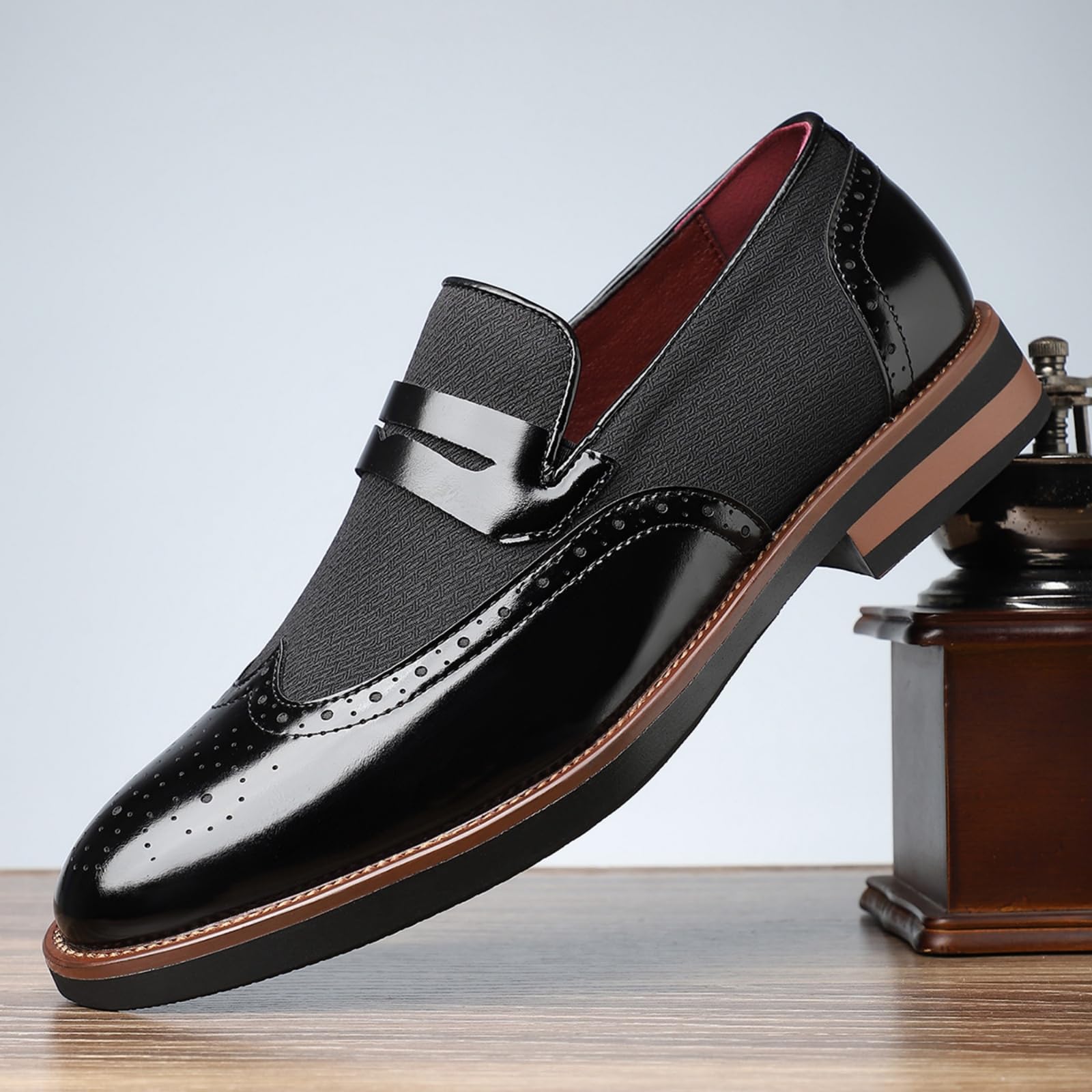 Hixingo Scarpe Stringate Uomo in Pelle | Scarpe Eleganti da Abito comoda Design classico ideale per ufficio, lavoro, matrimoni, cerimonie ed eventi formali