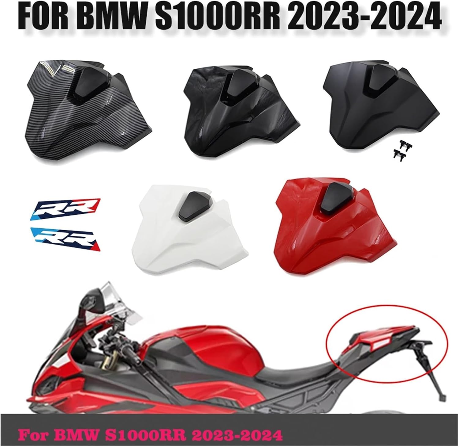 For BMW S1000RR S 1000RR 2023 2024 M1000RR Many Colors Pillion Rear Seat Cover Cowl Solo Fit(Medium)