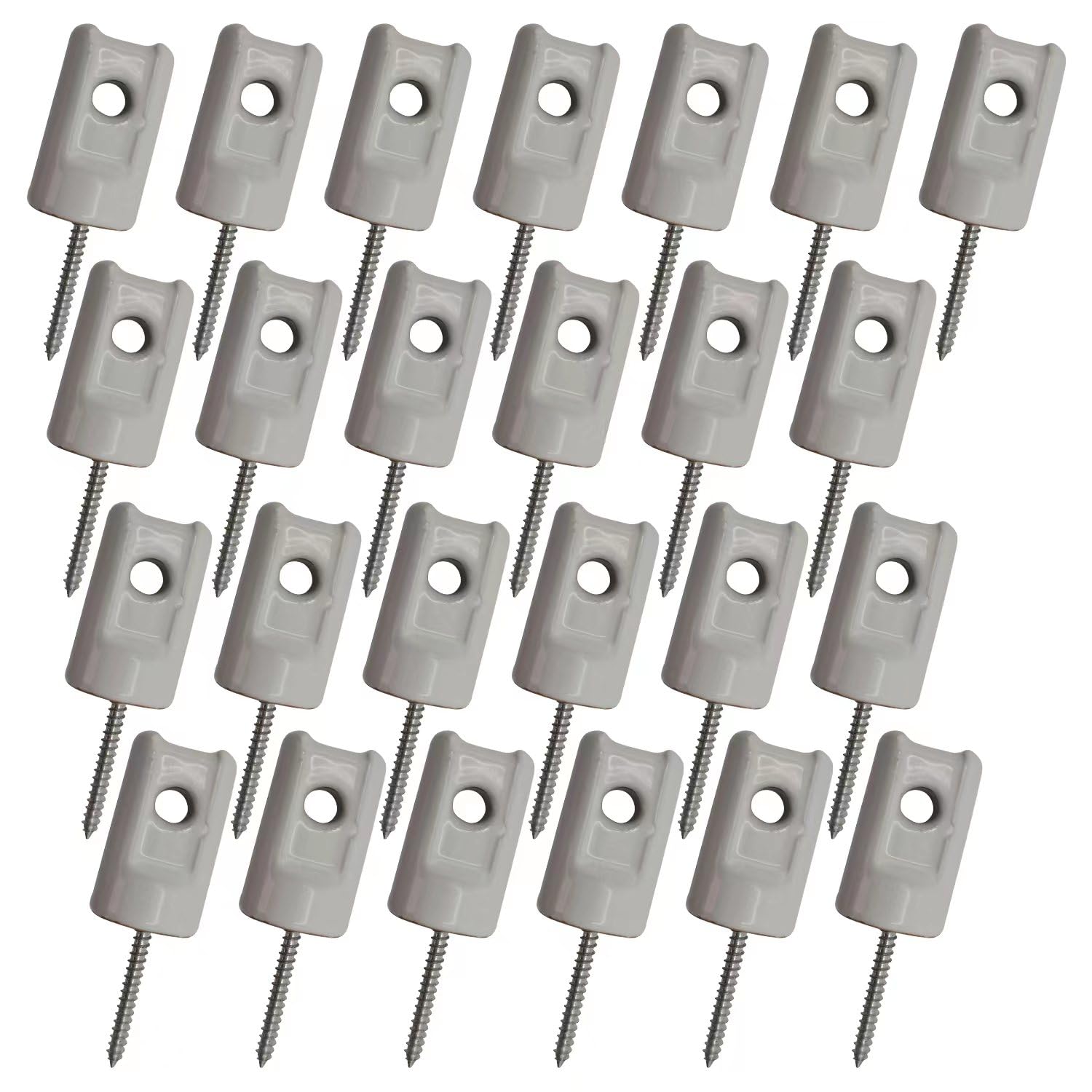 Electric Fence Insulator Porcelain Lag Screw Insulator - 25 Pack (25 Grey Porcelain Lag Screw Insulators)