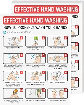 Hand Washing Poster Sign, How To Wash Your Hand Card, Hygiene and Sanitation Safety Poster | Great Use for Homes, Schools, Officers and Public Spaces, | 8.5 x 11 Inches | 5 per Pack Laminated