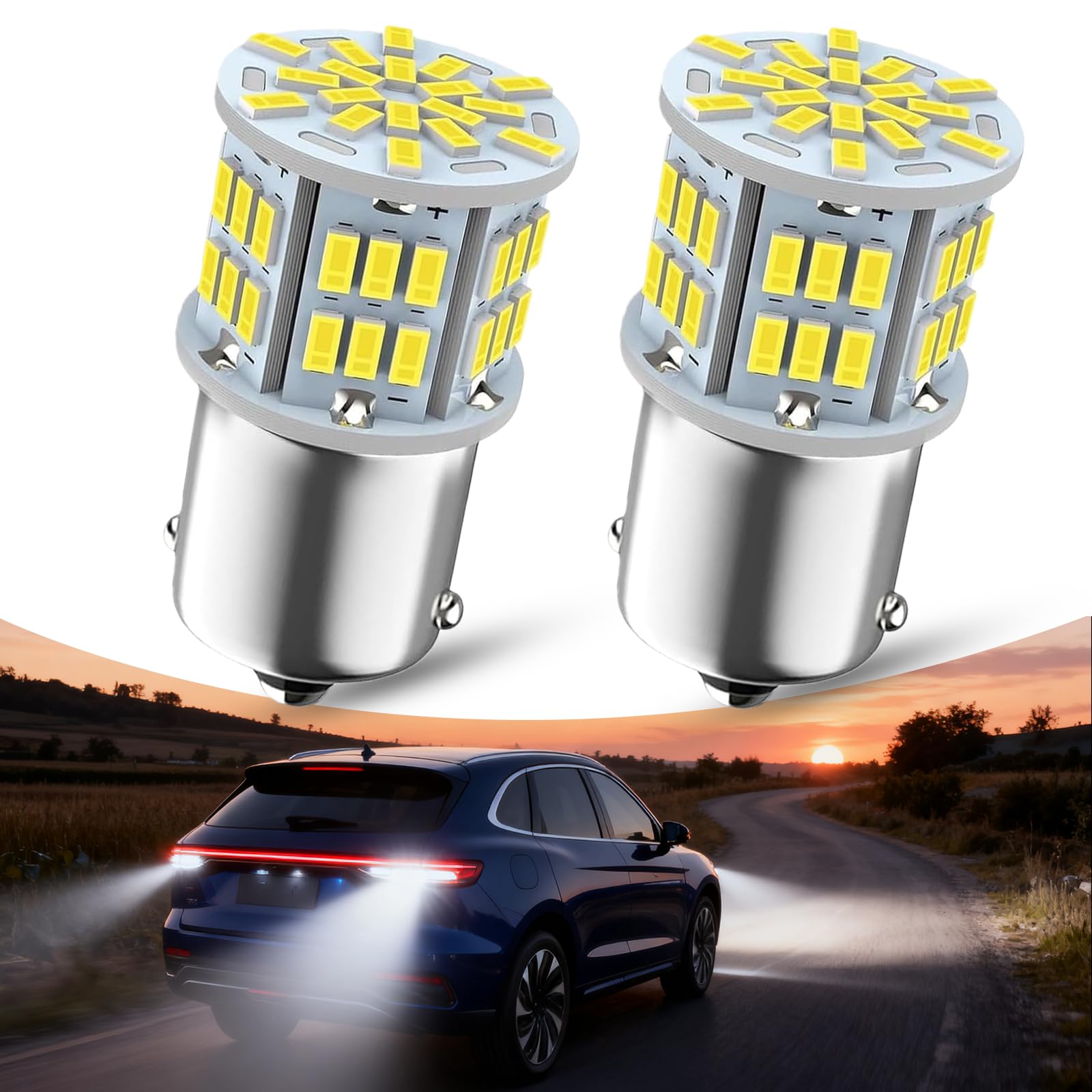 1156 LED Bulb Reversing Light, 54SMD Super Bright Bulb, 1141 1003 7506 BA15S Bulbs for Truck Car Backup Reverse Lights, Tail Parking Lights, Camper Trailer RV Interior Light (2PCS #White)