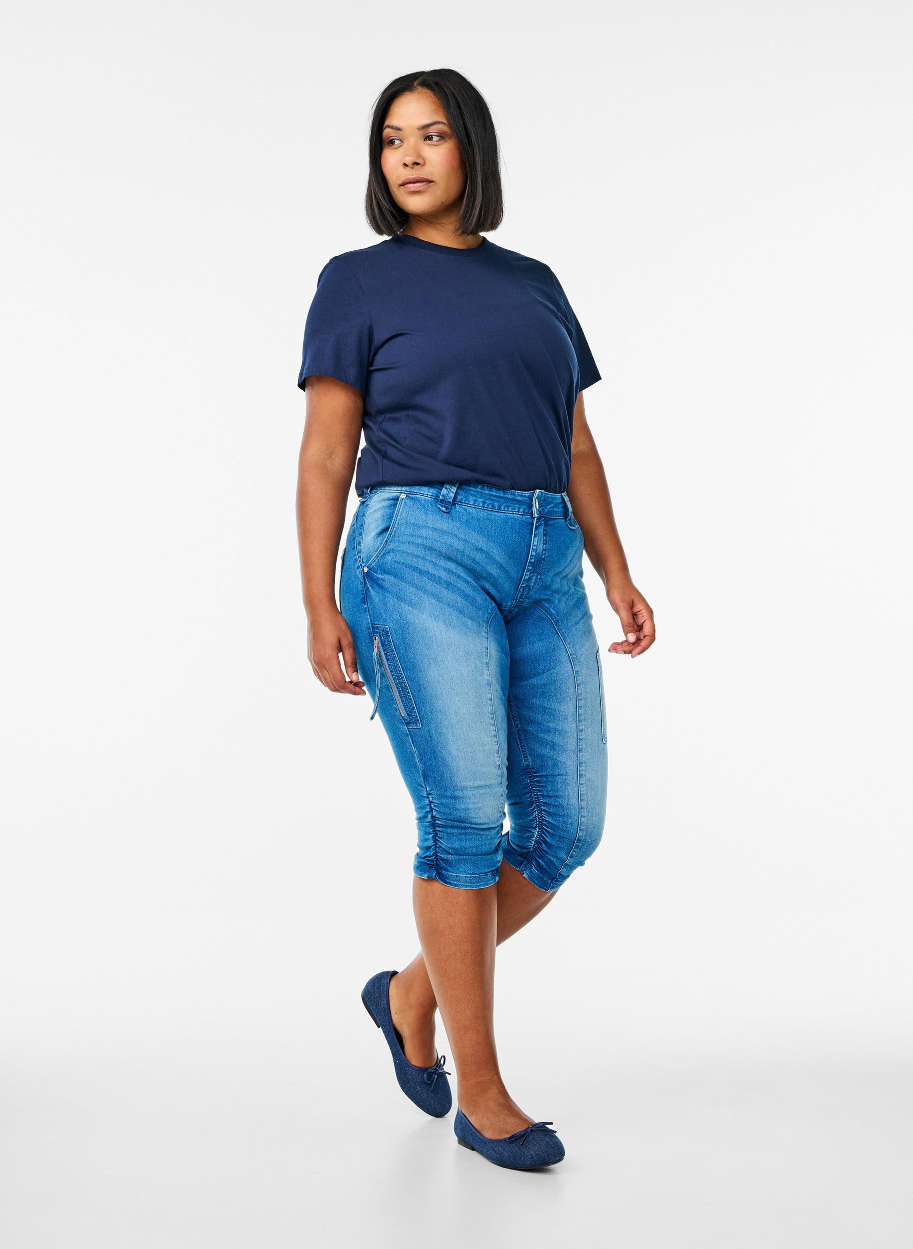 Zizzi Jean capri pour femme - Coupe ajustée - Grandes tailles - Taille 42-60