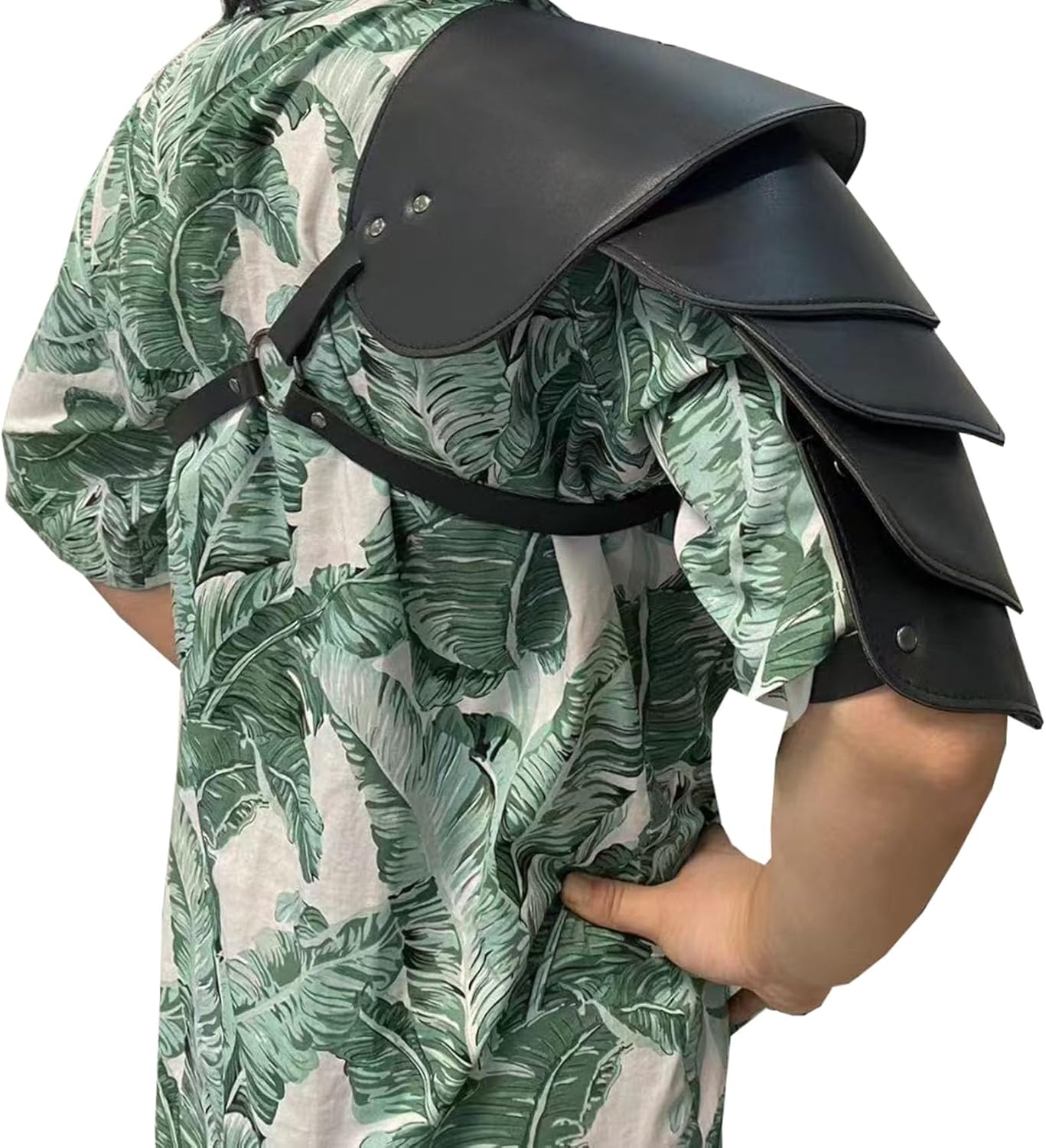 Unisex Shoulder Armor Medieval Viking Armour Faux Leather Adjustable Costume for LARP Halloween Party