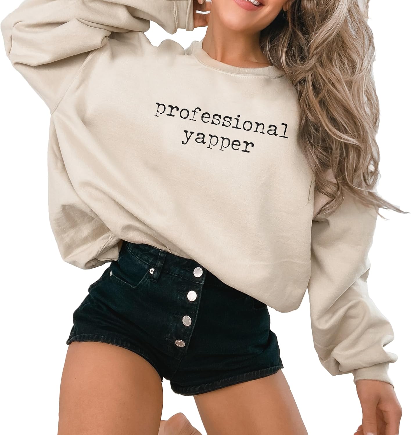 Professional Yapper Sweatshirt - Funny Trendy Meme Shirt - Sarcastic Extrovert Pullover - Unisex Graphic Crewneck Sweatshirt Ash Grey
