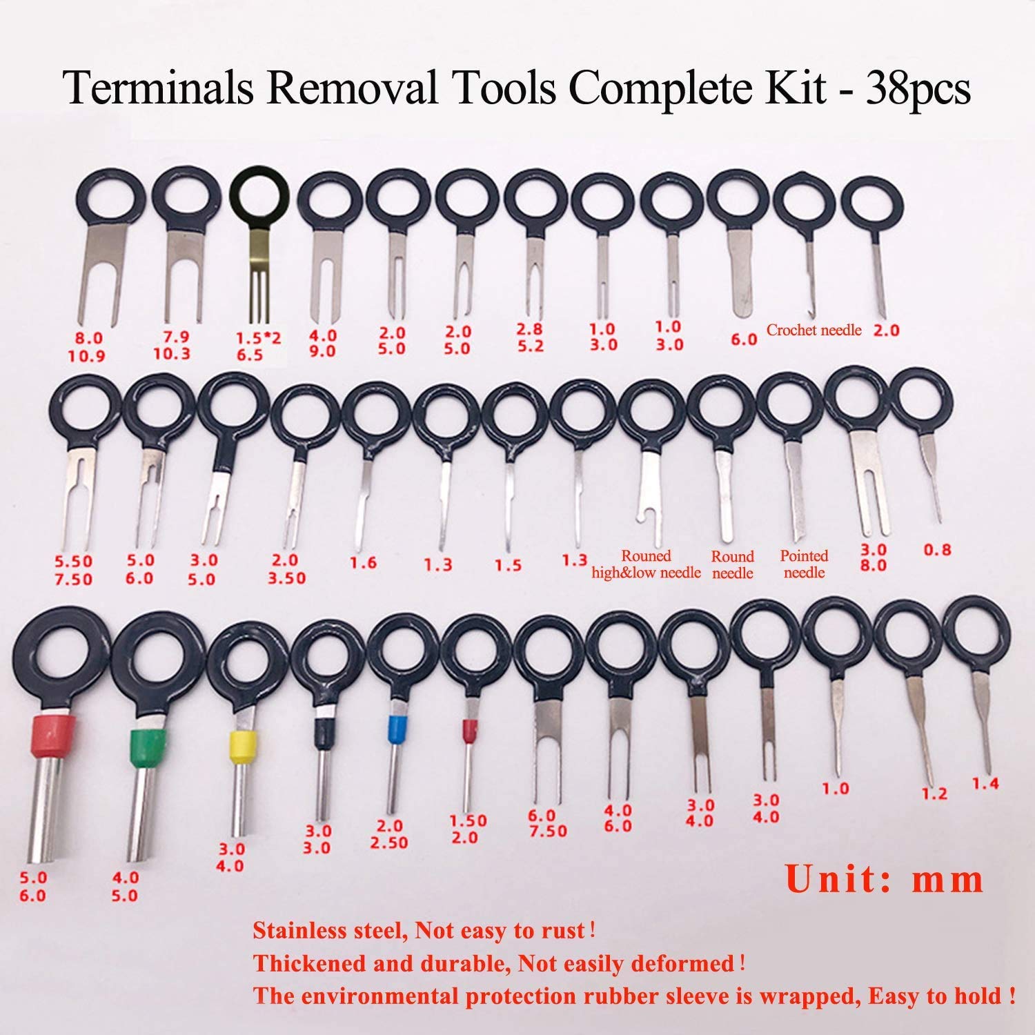 GTIWUNG 38 Pezzi Strumenti di Rimozione Terminale, Car Electrical Wiring Crimp Connettore Pin Extractor Kit per Auto Elettrico Connettore A Crimpare