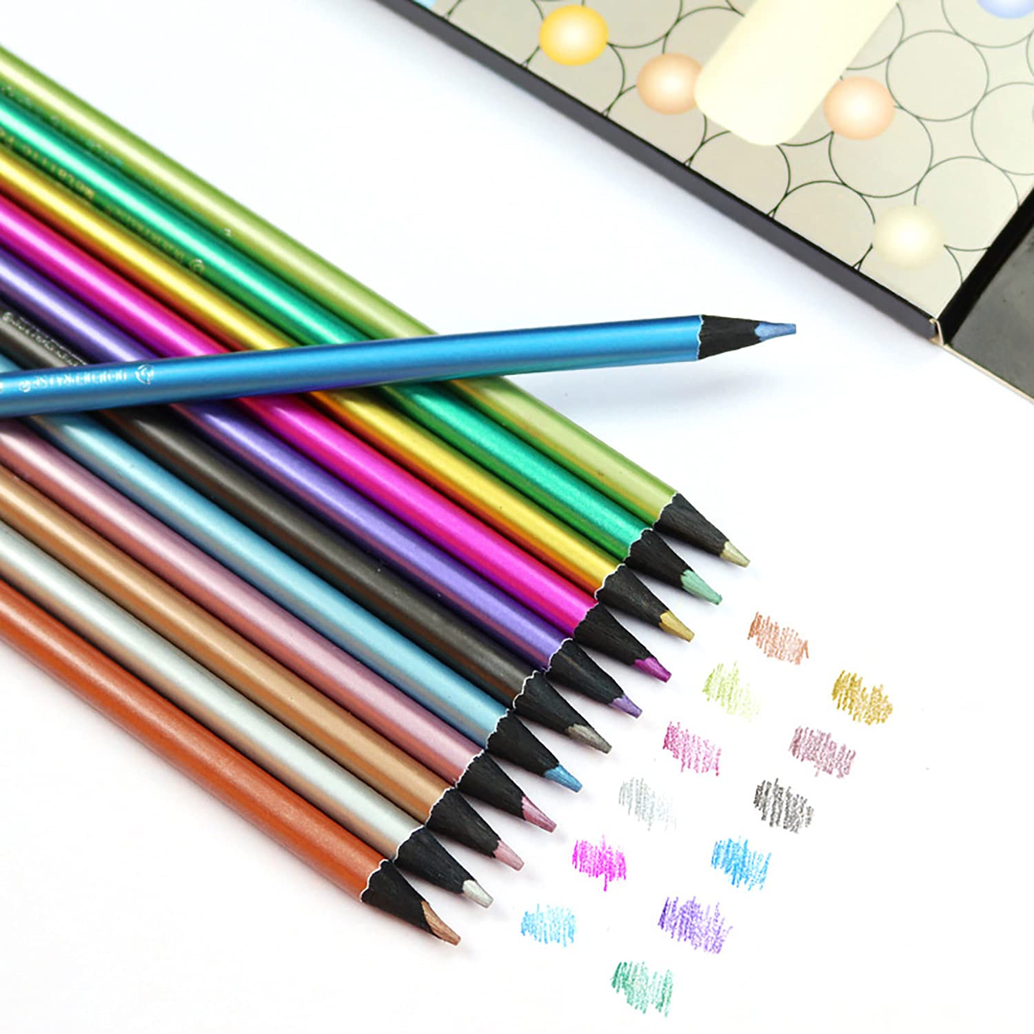 Chironal 12pcs Metallic Non Toxic Colored Drawing Pencils 12 Color Drawing Sketching Color Pencil - Image 5