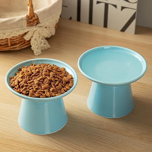 Vista 17 de Cuenco elevado extra ancho para comida para gatos, cuencos de cerámica para alimentos y agua, plato ancho y poco profundo para gatos, fatiga