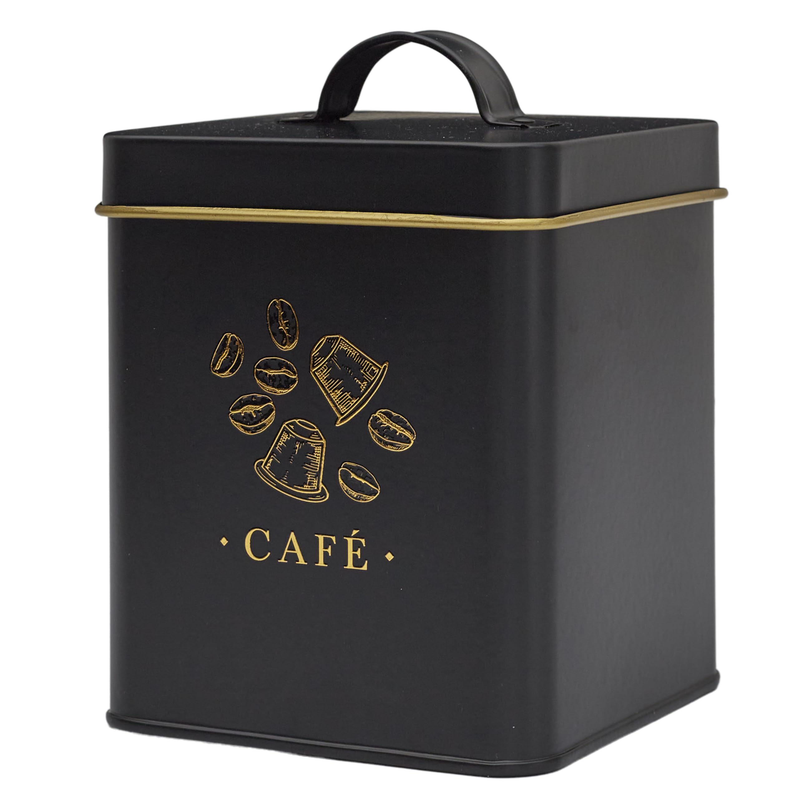 COOK CONCEPT BT6810 Zuckerbox – Elegante Metalldose In Schwarz-Gold, Luftdicht, 15x10 Cm, Ideal Für Küche Oder Esstisch
