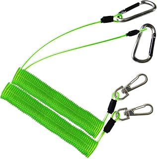 Fishing Lanyard, Heavy Duty Coiled Lanyards Stainless Steel Wire Inside, Safety Rope Extension Cord Tether Retractable Fishing Accessories for Rods, Pliers, Boating, Paddles, Kayak