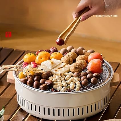 RELEMTRA Barbecue And Hot Pot Combination Grill, Portable Charcoal Grill-Smoker - Cast Iron Outdoor BBQ Grill, Multifunctional Meat Roaster for Camping, Picnic, and Travel