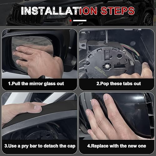 Vista 5 de Funda de repuesto directa negra brillante para Jeep Grand Cherokee 2011-2021 y Dodge Durango 2011-2025, estilo de reemplazo directo,