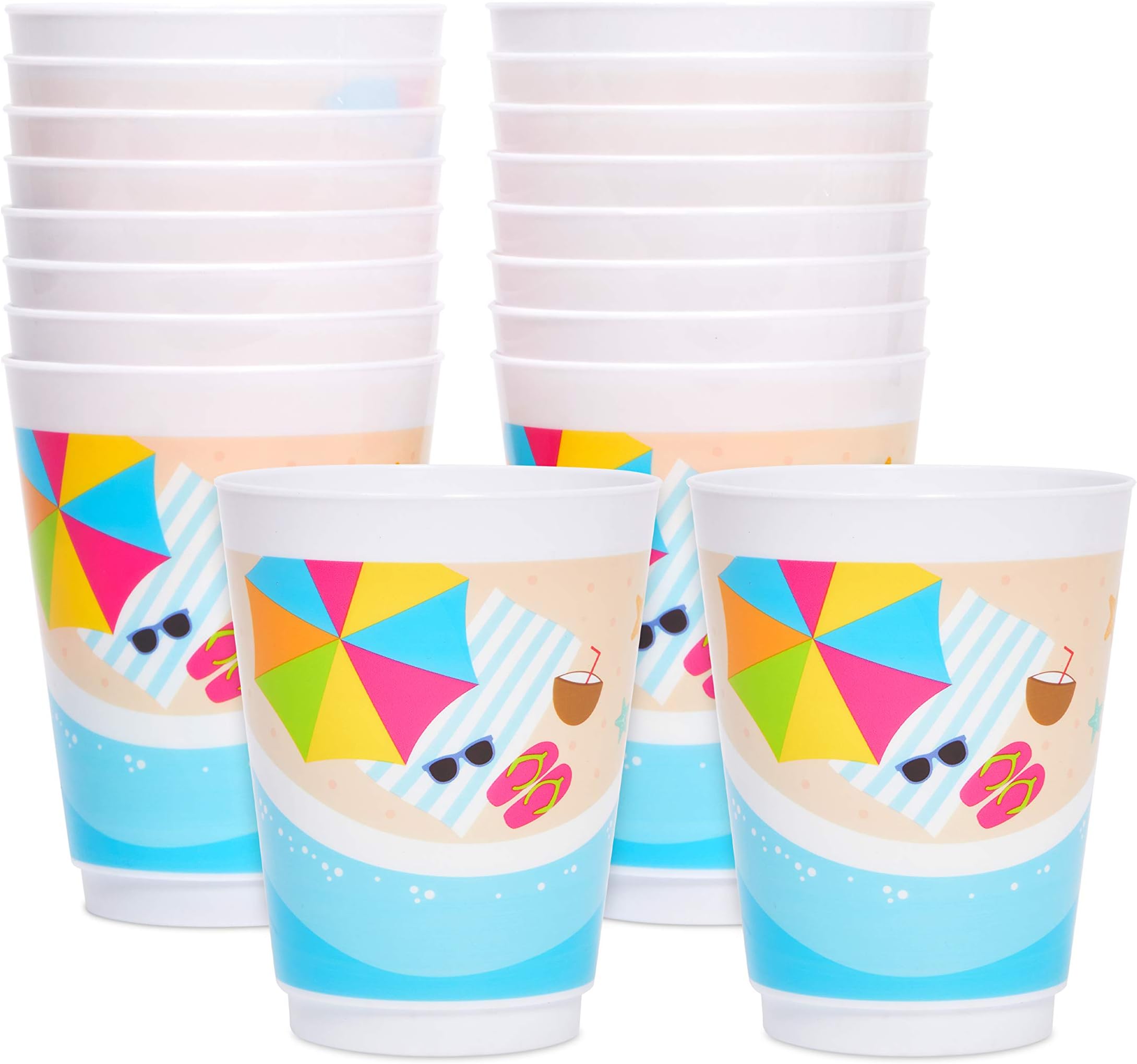 Skylety 50 Pcs 16 oz Plastic Cups Reusable Hawaiian Party