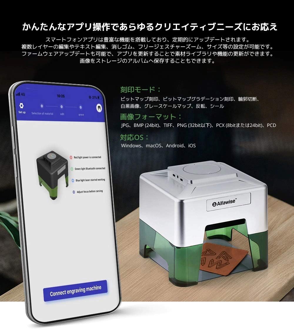 セール開催中 Ruoclris レーザー彫刻機 レーザー刻印機切断 カッターc50ミニワイヤレススマートレーザー彫刻機 スマホ対応 アプリbluetooth App操作自由にdiyさまざまな材料 刻印エリア98 X mm Sale 公式 Moenvironment Org