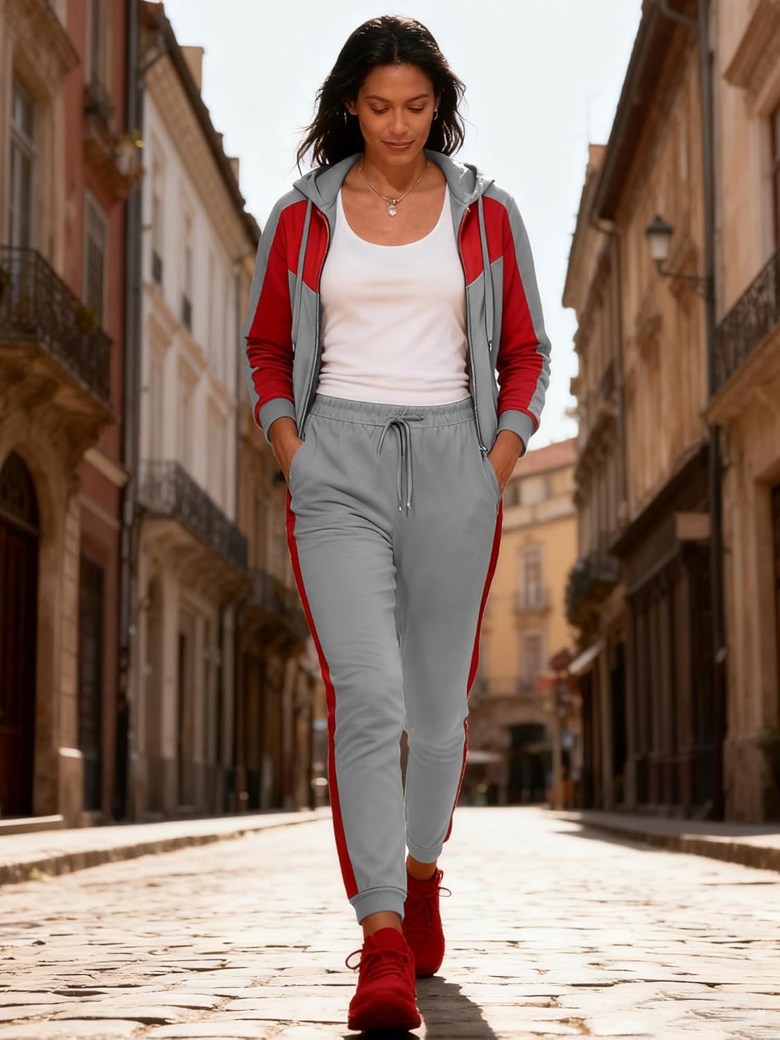 Bealin Women's Jogging Sets 80s 90s Two Piece Outfits Sweatsuit Long Sleeve Zip Tops and Sweatpants Workout Tracksuit Sets - Image 5