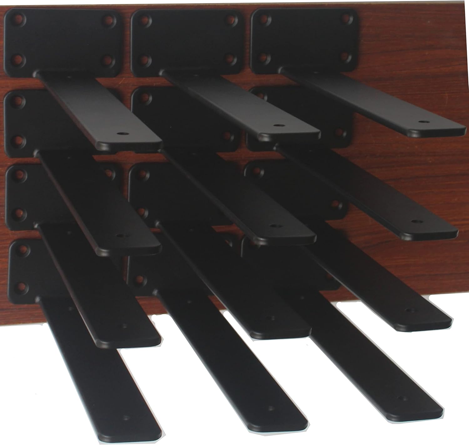 12 Pack 11 inch Black Hidden L Shelf Bracket (1/5 Inch Thicked) Iron Shelf