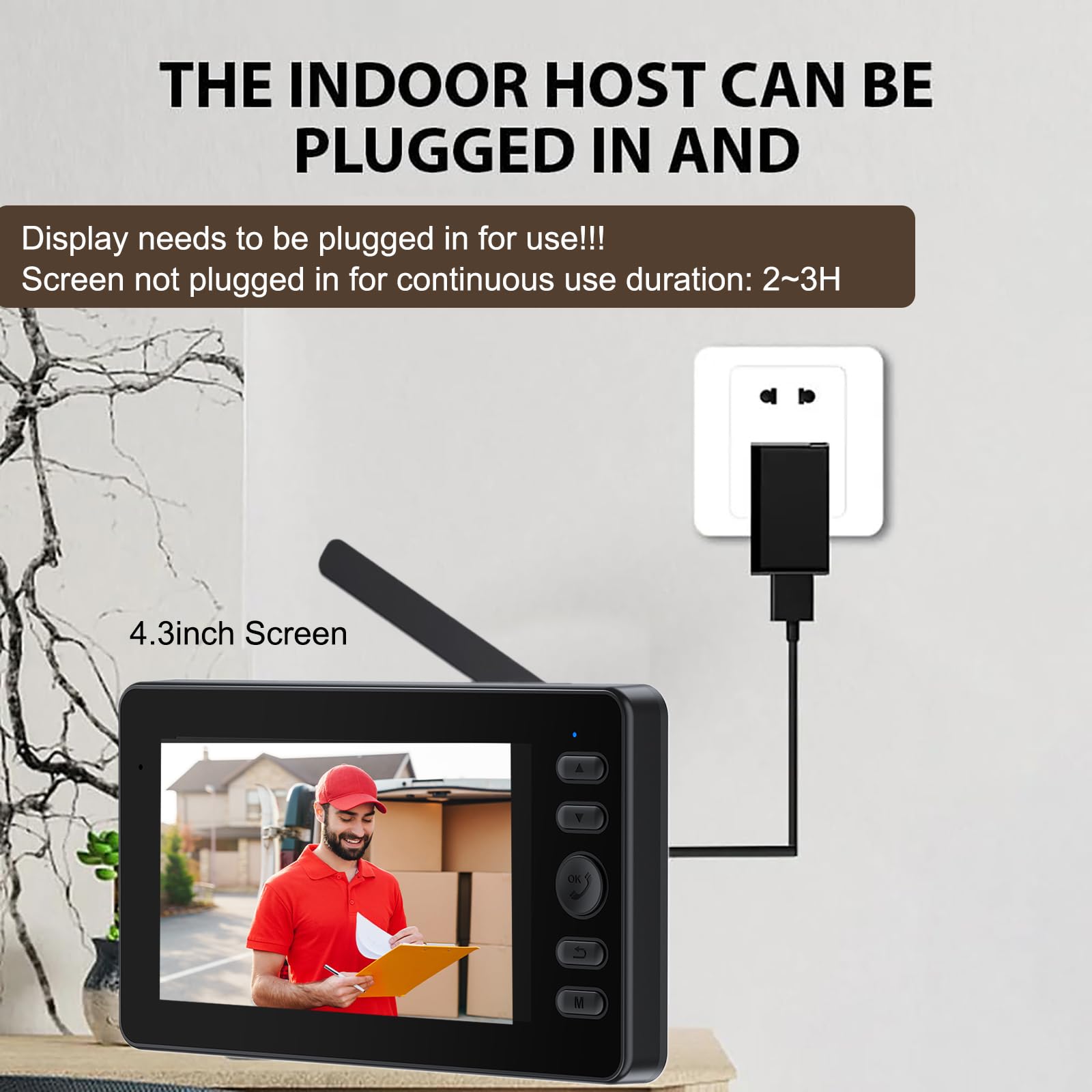 Zeerkeer Campanello senza fili con telecamera 1080P Videocitofono senza fili con schermo IPS di 4.3 Nessun WiFi richiesto Citofono Video Visione Notturna Infrarossi Campanello Esterno Schermo