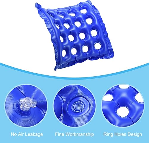 Miniatura 10 de PATIKIL Cojín de asiento inflable, cojín portátil para silla, respaldo transpirable, almohadilla de asiento de aire para sillas de ruedas, sillas de