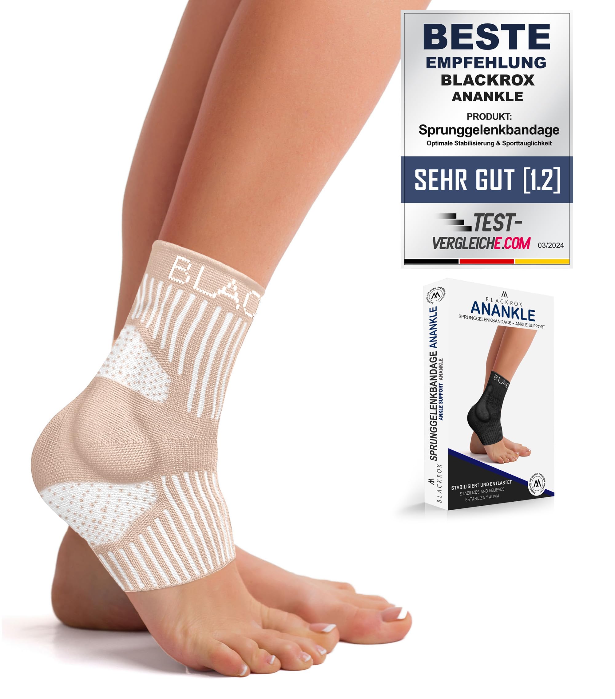 BLACKROX Tobillera [ganador de la comparación 2024] Talla S-L | Para hombre y mujer | Vendaje para el tobillo | Perfecto para deportes, fútbol, correr y culturismo | ANANKLE | Rosa talla S