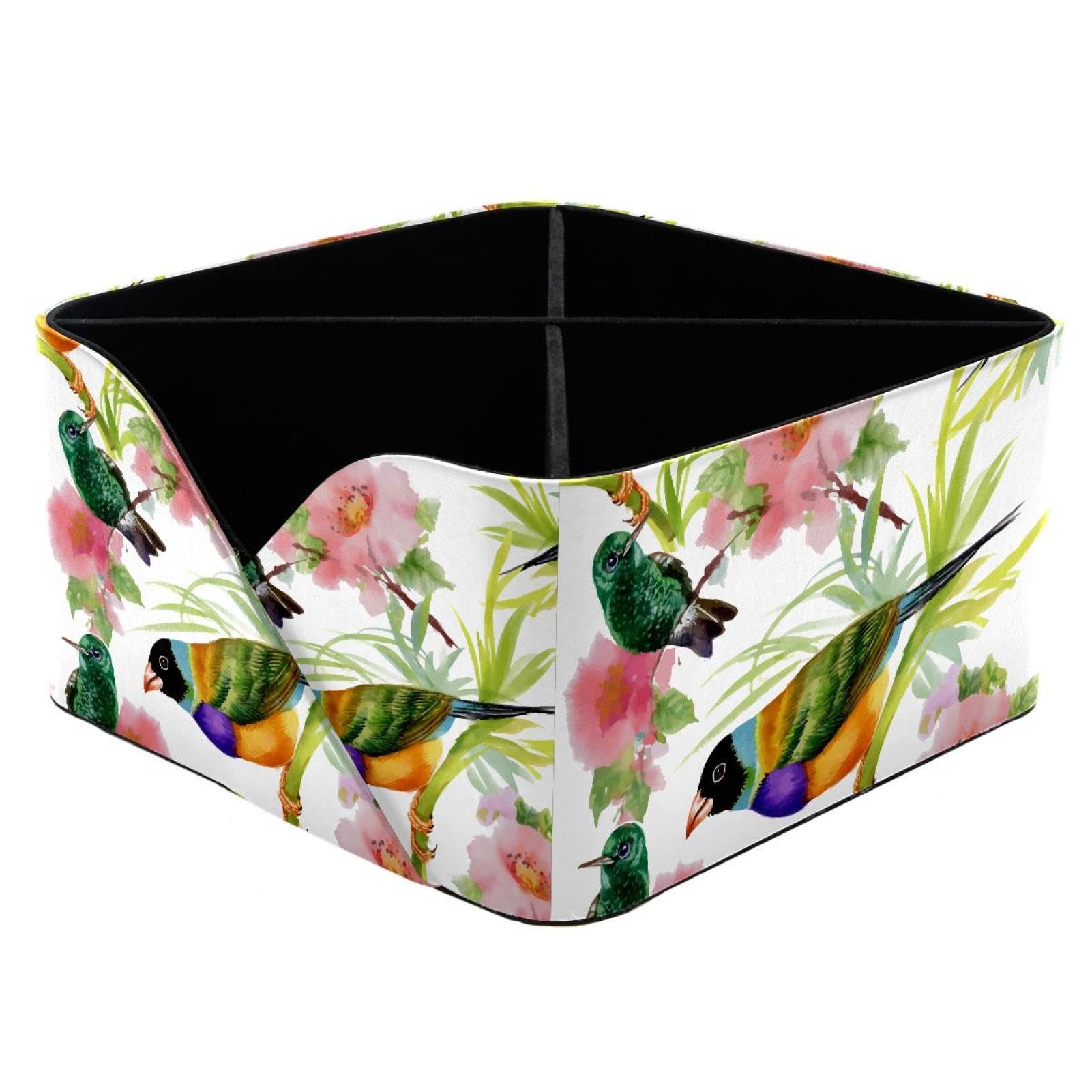KengjuTesu Hummingbirds Desktop Organizer Pen Holder, Rectangular Pencil Cup for Office, Study and Makeup Stations