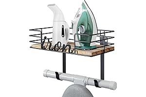 Heavy Duty Iron & Ironing Board Wall Mount Holder with Basket -...