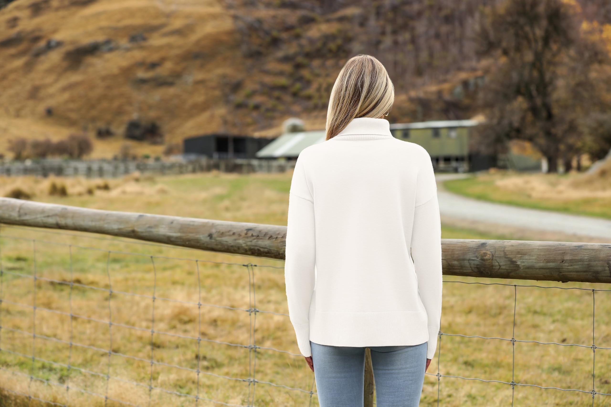 Zeagoo Maglione Donna Elegante Dolcevita Invernale Autuno Caldo Maglioncino Oversize Lunga Maglia Basic Pullover Morbido Sweater S-XXL