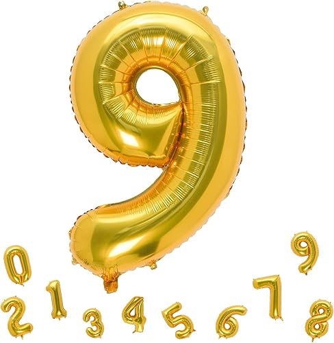 Miniatura 32 de Globos dorados de 32 pulgadas con el número 5 de aluminio, suministros de decoración de fiesta de cumpleaños (globo dorado del número 5) Oro 5,Oro