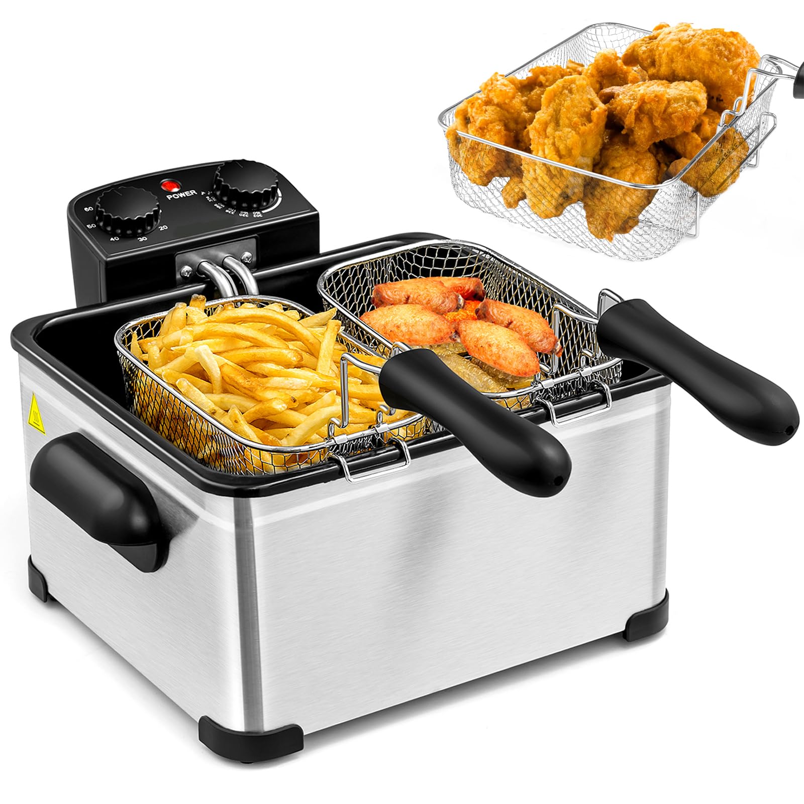 Amazon.com: KOTEK Deep Fryer with 3 Baskets, 5.3QT/5L/21-Cup Oil