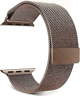 سوار من الستانلس ستيل مع واقي شاشة لـ 42 مم - ذهبي وردي