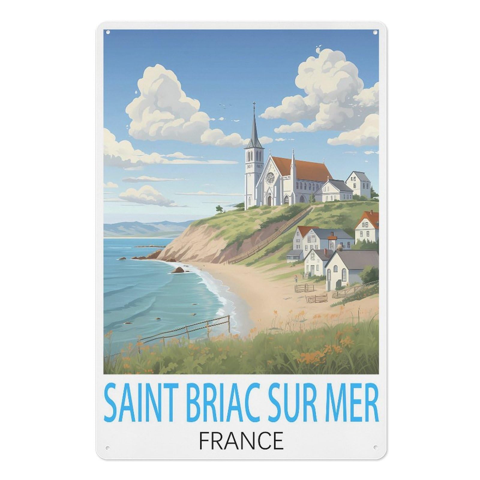 Saint Briac Sur Mer France Vintage Travel Poster Vintage Tin Sign 08x12inch(20x30cm) Wall Art for Home Office Bedroom Living Room Cafes Wall Decor