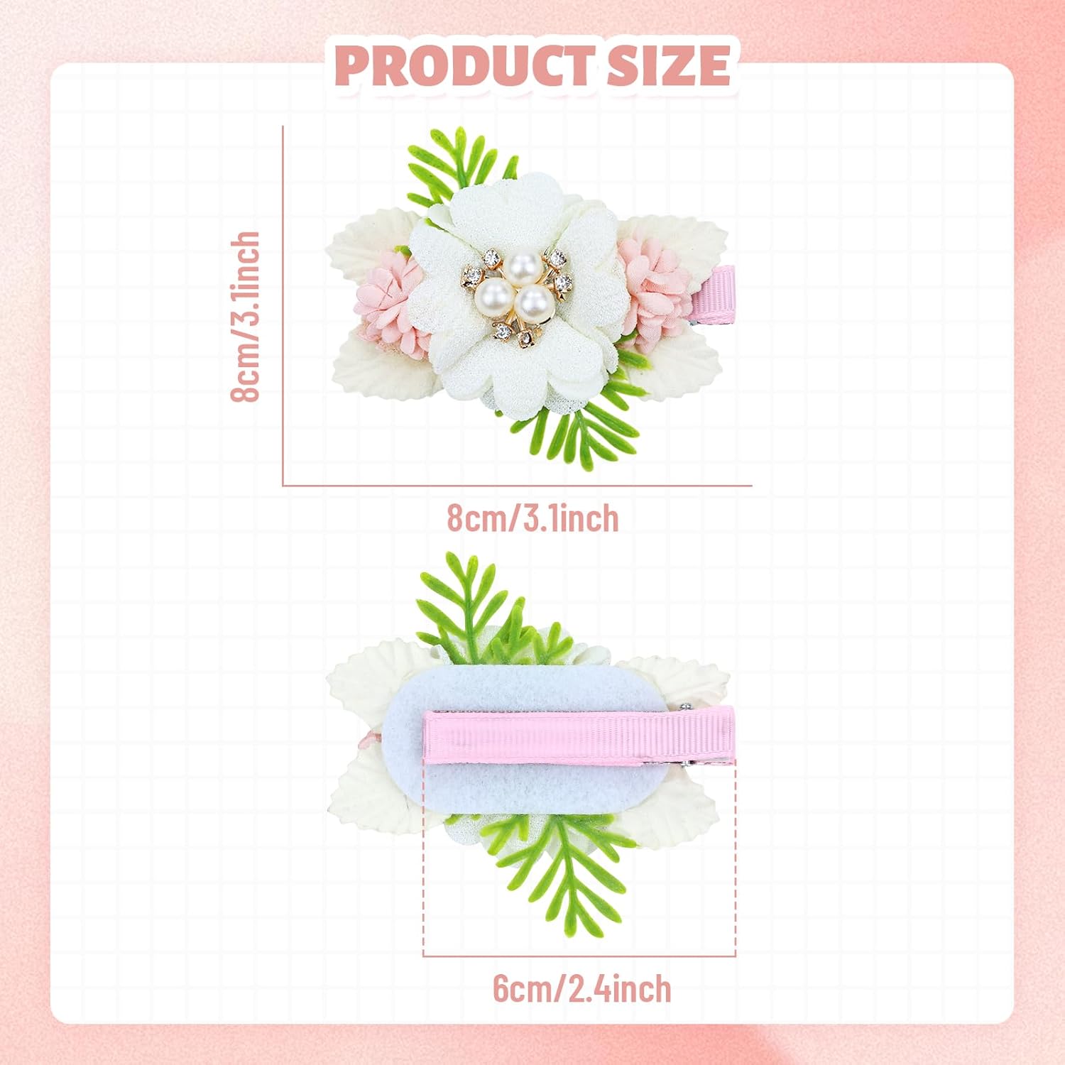 6 Pieces Delicate Handmade Rose Flower Hair Bows Fully Lined Alligator Hair Clips Floral Hair Barrettes Accessories for Baby Girls Toddlers Kids Teens Women (6PCS S1) - Image 2