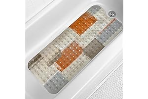 LNOND Orange and Grey Bathtub Mat, 40 x 16 Inches