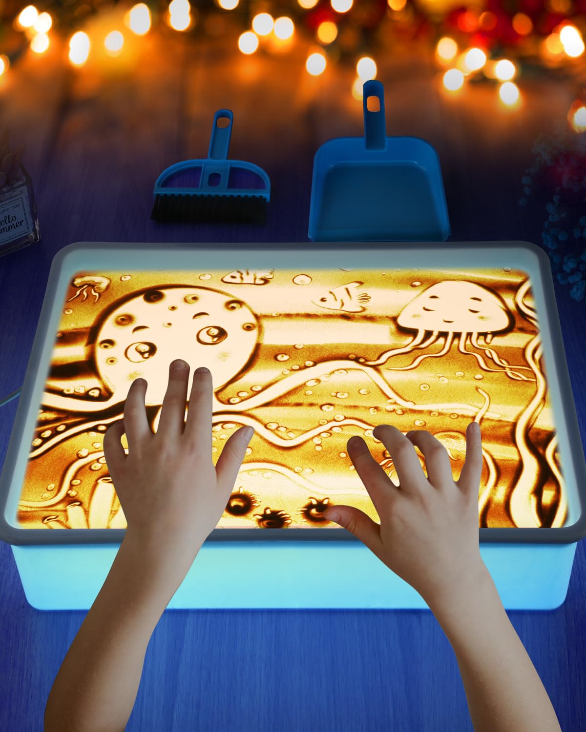 AtMini Caja de Luz de Pintura de Arena, Kits de Arte de Arena Con Luz LED，Iluminada Sand Play Niños a Partir de 3 Años