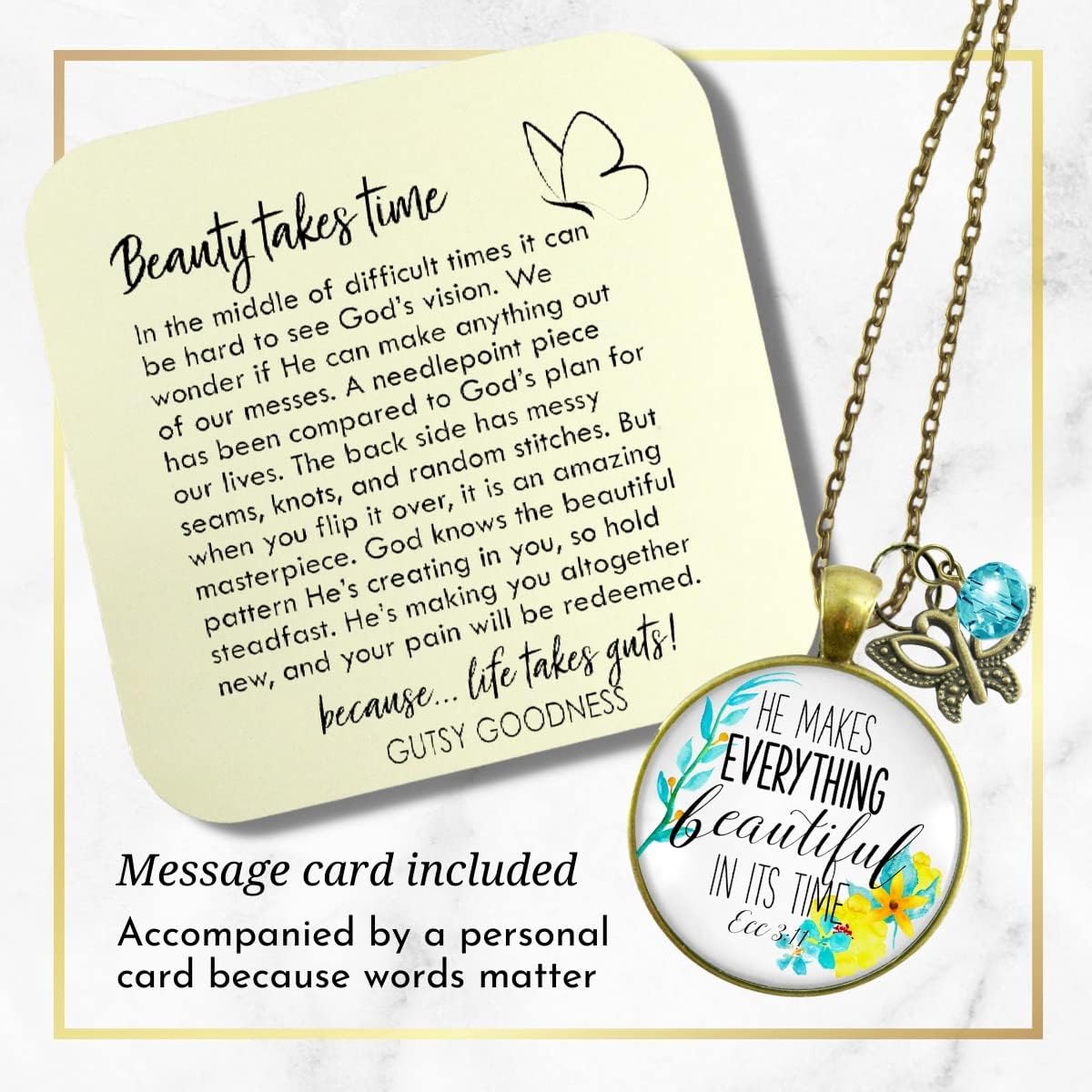 Gutsy Goodness Life Plans Theme Faith Necklace Handmade Message Jewelry Pendant