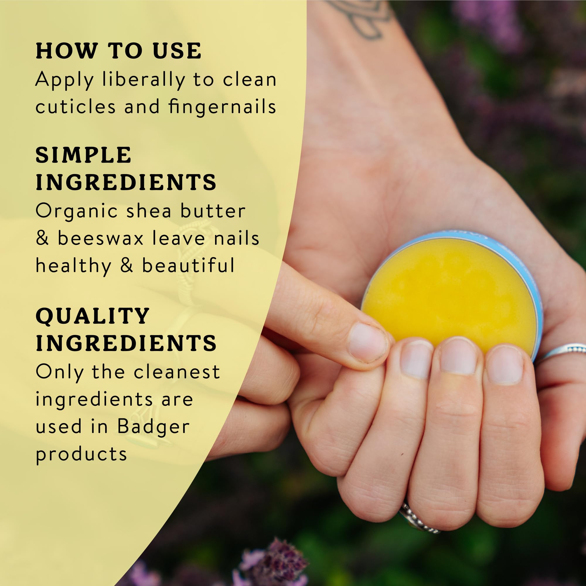 Badger Tin Cuticle Care, mały - balsam do skórek i paznokci - balsam pielęgnacyjny do suchych paznokci - 720308