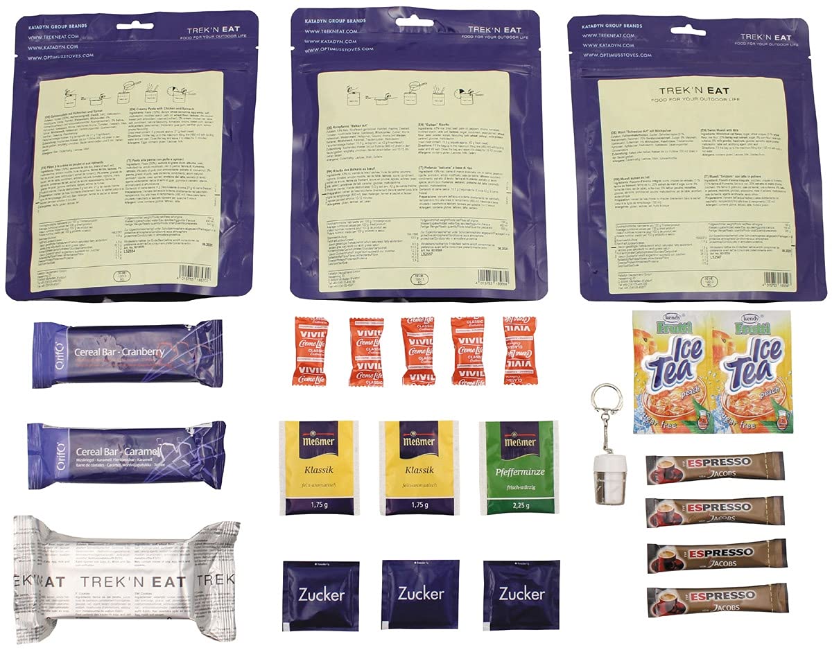 Trek'n Eat Day Ration Pack tipo 2 – razione giornaliera con carne per 1 persona | ca. 3.000 kcal, pacchetto completo | outdoor, trekking, prevenzione delle crisi e cibo di sopravvivenza
