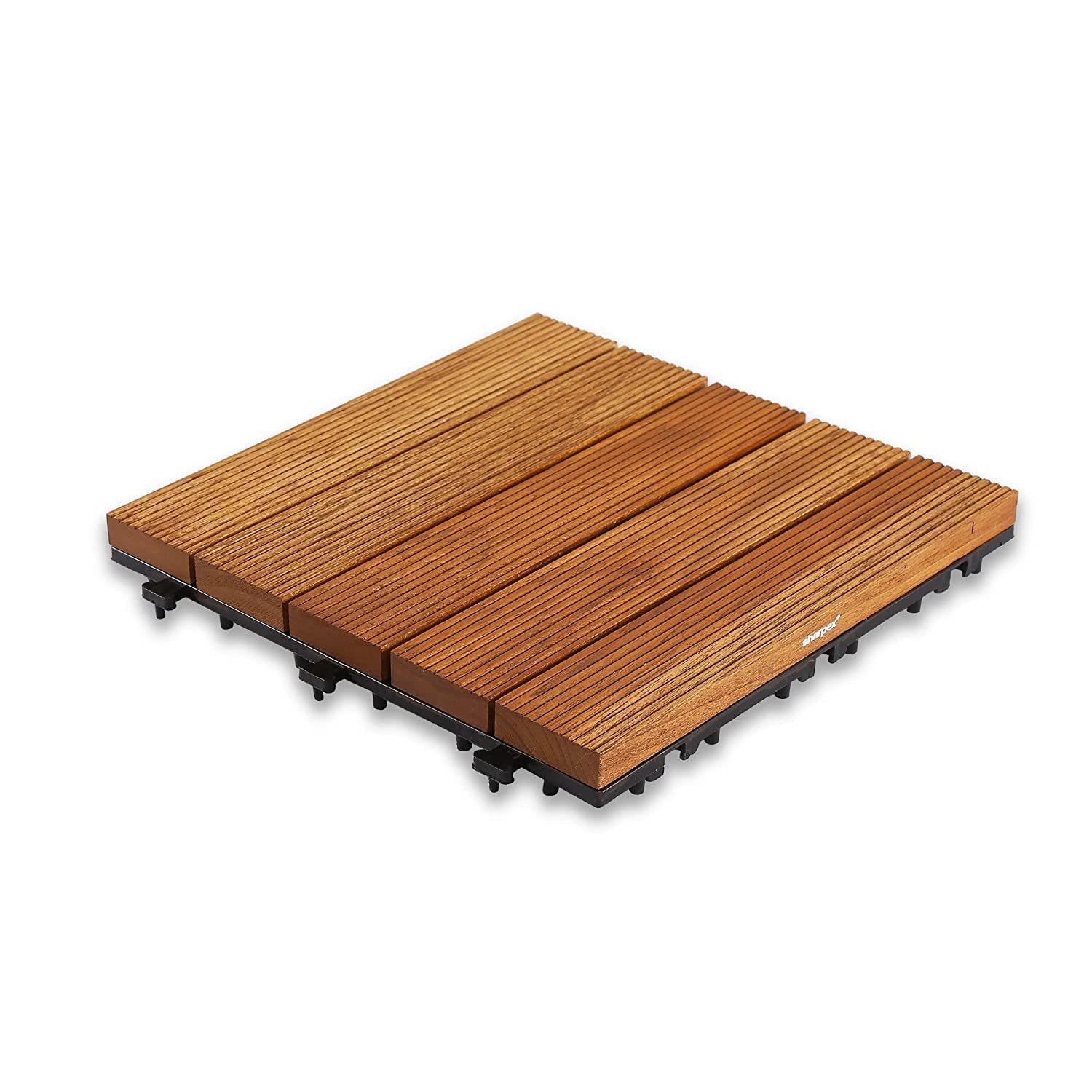 Sharpex Deck Tiles with Interlocking 1 Piece Teck Wood Floor Decking